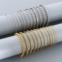 Bracelet unisexe réglable en acier inoxydable, motif corde torsadée, panier de fleurs et chaîne serpent ronde, style minimaliste, bijou de main tendance