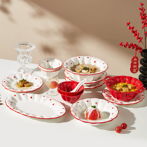 Tazón de Cerámica con Estampado de Corazón al por Mayor, Regalos de San Valentín <span class=keywords><strong>para</strong></span> <span class=keywords><strong>Parejas</strong></span>, <span class=keywords><strong>Tazones</strong></span> de 5 y 9 Pulgadas y Olla de Cerámica <span class=keywords><strong>para</strong></span> Guisos de 8 Pulgadas con Asa - Product Image 3