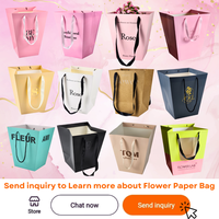 Logotipo personalizado portátil ramo flor portador regalo embalaje flores secas bolsas de papel personalizado impresión Offset cartón