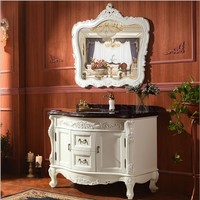 Armoire de toilette de salle de bain en bambou antique de style royal européen avec plancher en bois de chêne