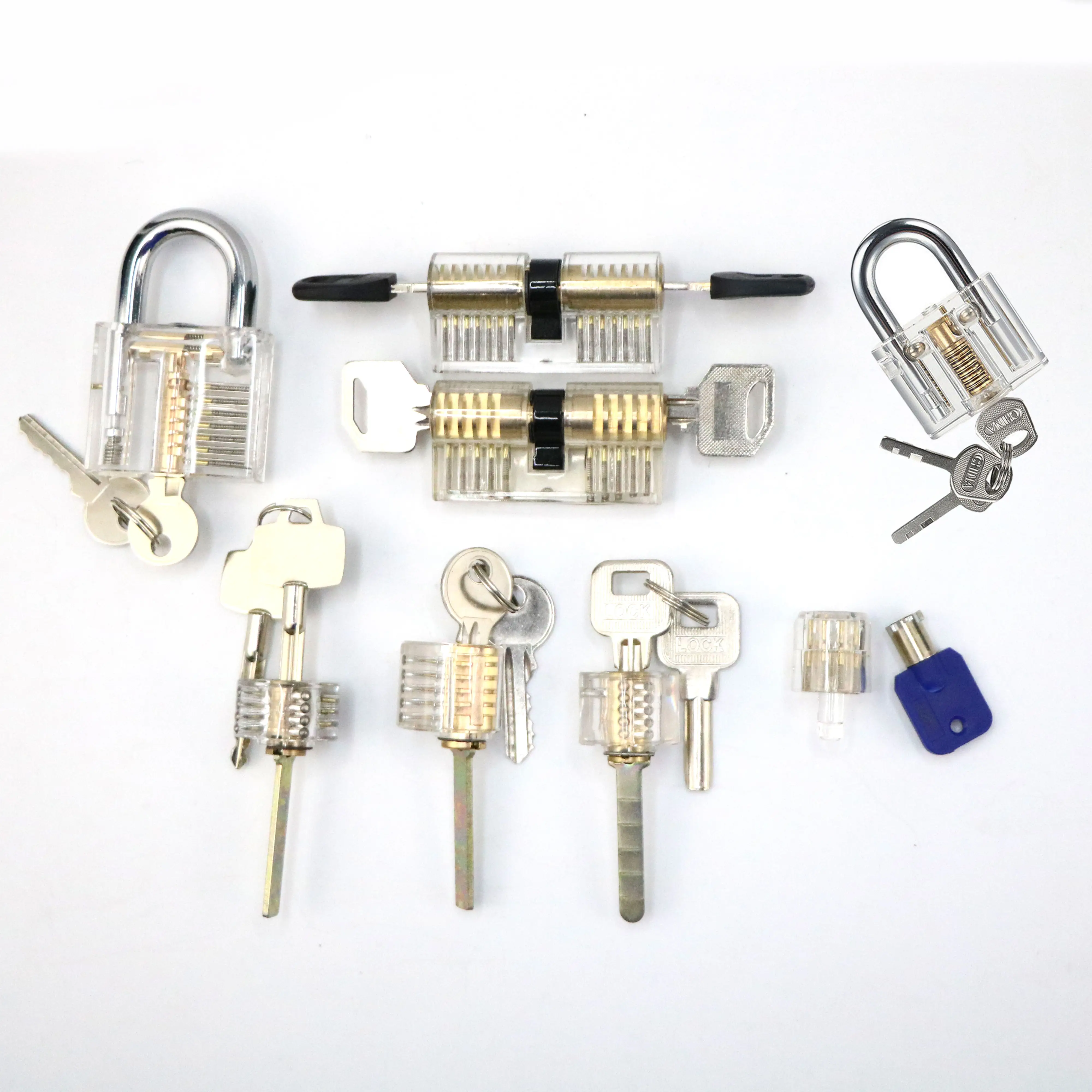 8-Piece Practice Lock Set for Beginner and Pro Locksmiths Transparent Padlock Professional Lock Picking Tool Kit