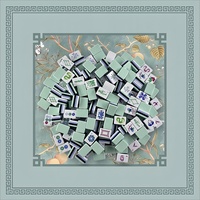 Jeu de Mahjong professionnel 4 couches, 160 tuiles, édition américaine, bleu pâle, acrylique lourd, feuille d'or, édition Jardin Teal Sereen