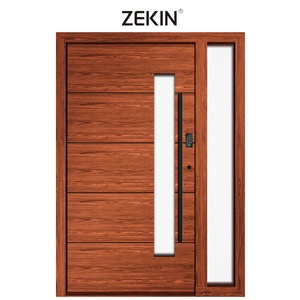 ZEKINメーカー製 外装セキュリティドア 人工知能ロック 木製玄関ドア アルミ製ピボットドア - Product Image 2