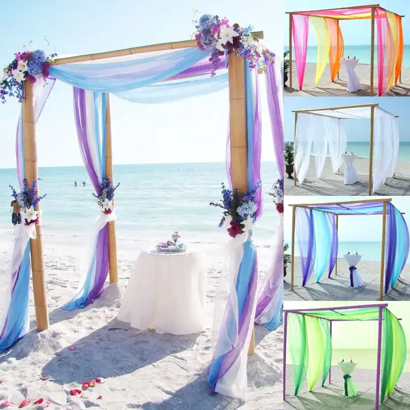 Cachecol transparente para escada 53*394 polegadas, saia de mesa com valância para casamento, decorações de backdrop