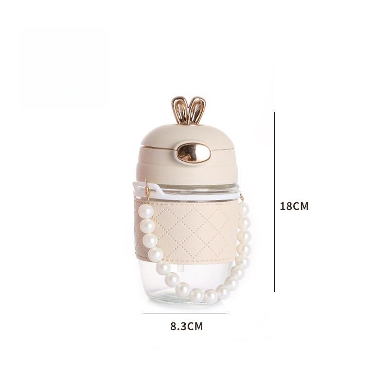 White-A- Leather cup cover + pearl chain