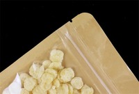Brun un côté transparent refermable fenêtre en plastique papier Kraft fond plat fermeture éclair sac collations café thé parfumé cadeaux pochettes