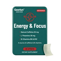 OEM ODM L-Théanine Vitamines B6 B12 Dissolvables en Film Oral Saveur Wintergreen Énergie & Concentration Bandes de Caféine Supplément Vente en Gros