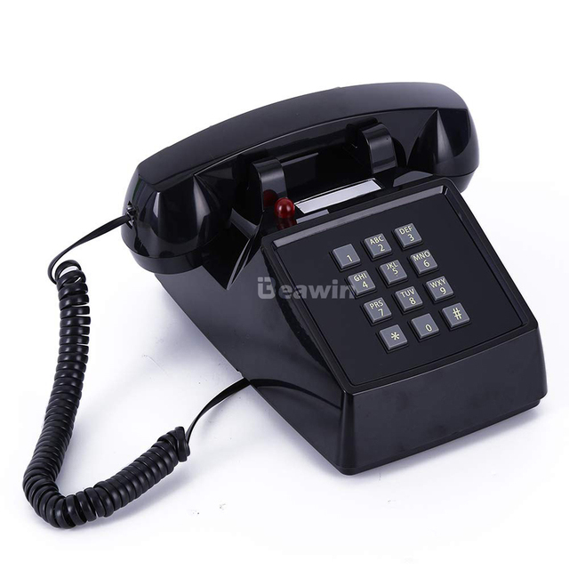 European Style 1930s Corded Landline Telephone Mechanical Bell Ringer Push Button Dial Vintage Old Fashioned Design