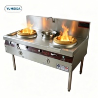Estufa Comercial Vertical de Gas con Dos Quemadores para Wok, Acero Inoxidable, Alta Potencia, Llama Intensa, para Catering de Gran Volumen