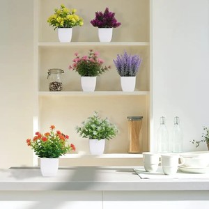 رائج 6 قطع من وعاء صغير مجموعة محاكاة مجموعة محاكاة زهرة سطح المكتب نبات أخضر مزخرف بوعاء - Product Image 5