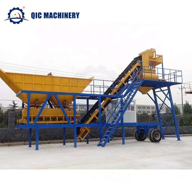 Automatic Control System Mobile Concrete Batching Plant Production Line 50m/h YHZS50 QICHEN Brand