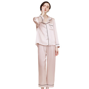 Nuova Collezione Autunno 2025: <span class=keywords><strong>Pigiama</strong></span> di Lusso in Pura <span class=keywords><strong>Seta</strong></span> di Gelso 100%, Tinta Unita, Maniche Lunghe, 19 Momme, per Donna - Product Image 5