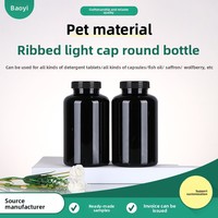 Fabricant de PET noir Rowan lumière Maca vitamine comprimé bouteille d'emballage 400ml capsule haut de gamme grand diamètre de bouche médecine