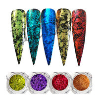 Marque Mcess échantillons gratuits miroir doré chrome pigment ongles flocons pour cosmétiques vernis à ongles