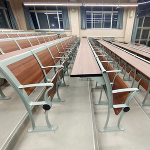 โต๊ะและเก้าอี้เรียนแบบแถวสำหรับห้องบรรยายโรงเรียน รุ่น HB206 ยี่ห้อ Manwa Expo พร้อมกระดานเขียนแบบติดตั้งถาวร 2 แถว - Product Image 1