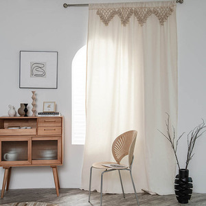 Tinta unita cotone lino tenda decorativa papà triangolo nappa Semi-ombreggiatura divisorio per camera da letto soggiorno Bay tenda - Product Image 1