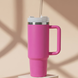 900ml 30oz Stainless Steel Vacuum Insulated Tumbler with Handle and Straw <b>Double</b> <b>Wall</b> Travel <b>Mug</b> Custom Logo for Car Camping - Product Image 2