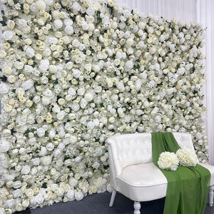 Nuevo diseño de pared de flores artificiales, Base de tela blanca, flores de rosas realistas para bodas, festivales y decoración de eventos - Product Image 2