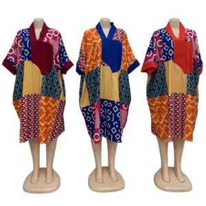 Nuevo vestido suelto informal de talla grande caftán estampado de retazos de moda de verano para mujer africana - Product Image 2