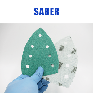 Papel de Lija Triangular de Zirconia de 100*150 mm con Velcro para <span class=keywords><strong>Lijadora</strong></span> Festool DTS 400, Grano P40-P2000, Herramienta Abrasiva de 7 Orificios - Product Image 3