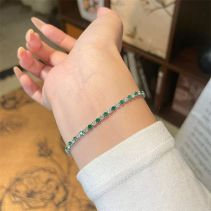 Bracelet de créateur en or blanc 18 carats avec pierres précieuses colorées cultivées en laboratoire, bijoux fins pour femmes, vente en gros - Product Image 2