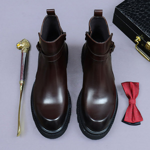 Botas de Trabajo para Hombre, con Cordones en el Tobillo, Impermeables, Antideslizantes, Parte Superior de Cuero Genuino, Suela de Goma, Cosidas a Mano - Product Image 4