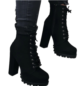 Bottines Chelsea à talon épais et plateforme pour femmes, taille 38-43, grande taille, de haute qualité, avec bande élastique réglable et fermeture éclair latérale, pour l'hiver - Product Image 1