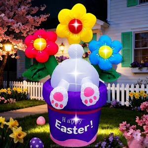 6FT Inflatable Easter Rabbit into Flower Basket Decoration LED Blow Up <b>Lighted</b> Yard Decor for Home Hotel Lawn Garden Party - Product Image 4