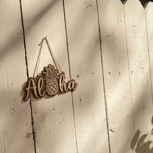 Estate hawaiana tropicale Luau forniture per feste <span class=keywords><strong>Aloha</strong></span> ananas cartello appeso in legno - Product Image 4