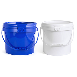 Nouvelle Seau en plastique PP bleu de 8 <span class=keywords><strong>litres</strong></span>, qualité <span class=keywords><strong>alimentaire</strong></span>, robuste, épaisseur <span class=keywords><strong>60</strong></span> MIL, impression personnalisée, poignée à doigts, directement de l'usine - Product Image 4