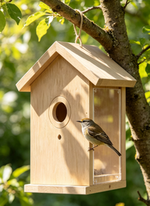 Casa para Pájaros de Madera con Parte Trasera Transparente, Ventosas y Diseño para Colgar, Caja de Anidación de Madera Creativa para Decoración de Jardín Exterior para Aves Silvestres - Product Image 3