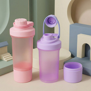 <strong>Cheap</strong> Promotional 500ml Gym Shaker Bottle 2-in-1 BPA Free Plastic <strong>Protein</strong> Mix Bottle With Powder Box Colorful Giveaway Gift - Product Image 1