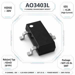Transistor MOSFET a Canale <span class=keywords><strong>P</strong></span> AO3403L <span class=keywords><strong>NK</strong></span> SOT-23-3L -30V -4.2A, Componenti Elettronici MOSFET di Sicurezza a Montaggio Superficiale - Product Image 1