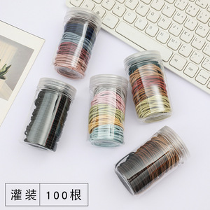 Bande élastique pour cheveux, 100 pièces, couleurs mélangées, haute élasticité, usage quotidien pour filles et enfants, accessoires de coiffure - Product Image 1