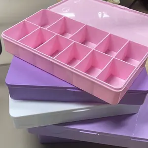 صندوق تخزين لطرف الأظافر بمقاس XXL, صندوق تخزين للأظافر بعلامة تجارية خاصة ، مصنوع من البلاستيك الشفاف باللون الأسود والوردي المفرغ