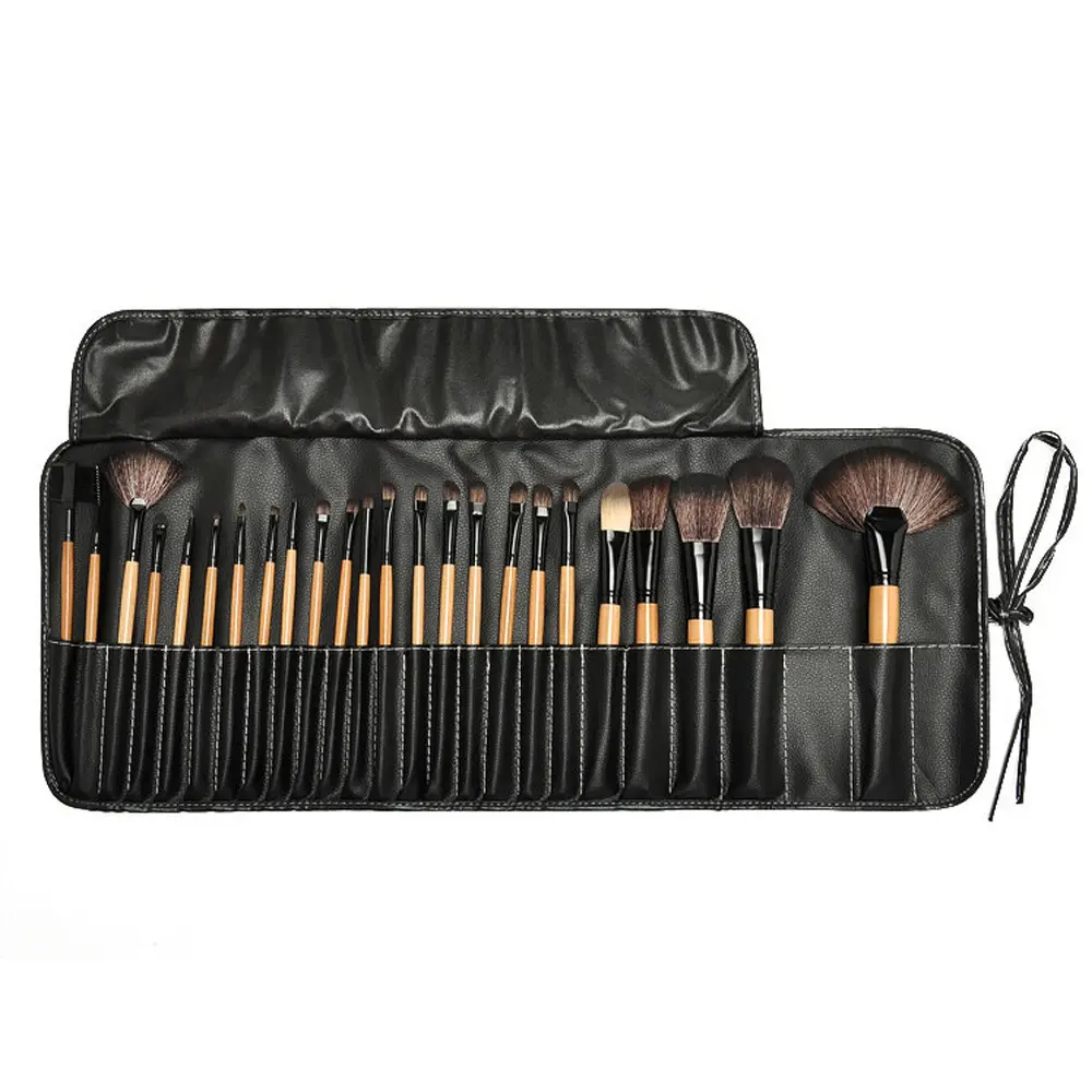 Set di pennelli per trucco cosmetico pennello per fondotinta portatile 24 pezzi ombretto nero Kabuki correttore ciglia Blush pennello con custodia