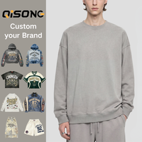 Sweat-shirt à col rond en molleton français lourd 430GSM, streetwear pour jeunes, sans capuche, pull-over pour hommes, étiquette privée personnalisée, fabrication en usine