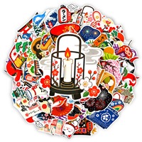 50 autocollants japonais de festival, logo de dessin animé, graffiti pour téléphone, ordinateur portable, décoration, autocollant mignon de culture japonaise