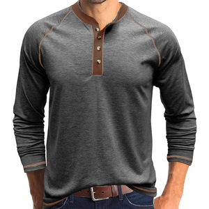 Magliette Henley da <span class=keywords><strong>uomo</strong></span> per autunno e inverno, T-shirt a maniche lunghe da <span class=keywords><strong>uomo</strong></span>, Magliette intime da esterno per il commercio estero - Product Image 5