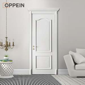 OPPEIN阿里巴巴现代门同步市场柚木大门设计木质中国固体防水平面设计定制 - Product Image 2