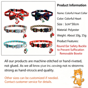 Nouveau Collier de Noël Festif Ajustable pour <span class=keywords><strong>Animaux</strong></span> de Compagnie (Chats et Chiens) avec Nœud Papillon Amovible en Polyester – Série d'Accessoires de Fête - Product Image 6