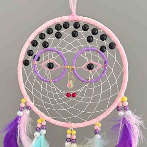 Bohemian handmade thân thiện với môi sắt Vòng lông hạt chủ đề treo tường Giấc Mơ <span class=keywords><strong>Net</strong></span> gió kêu vang cho phòng ngủ của trẻ em sinh nhật - Product Image 3