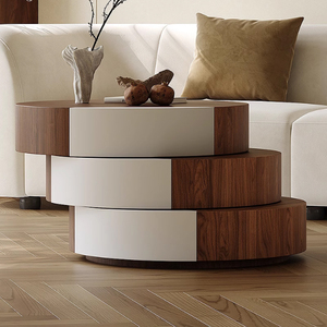 Designer creativo impiallacciatura di noce tavolino per <span class=keywords><strong>la</strong></span> casa piccolo appartamento vernice rotante tavolo centrale per il soggiorno - Product Image 3