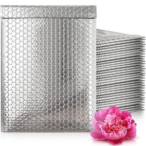 Bolsas de Envío de Poliéster de Aluminio con Logotipo Personalizado, Bolsas de Correo de Burbujas de Poliéster Biodegradables Metálicas en Rosa Dorado - Product Image 1
