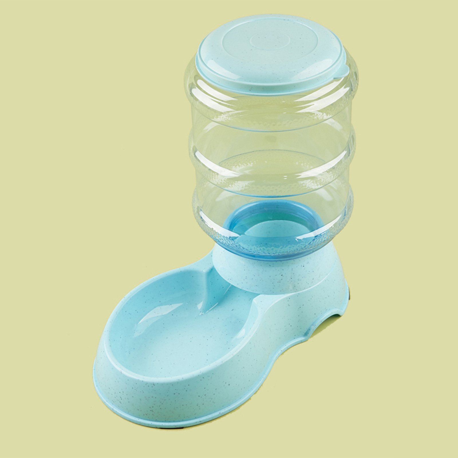 The water feeder is marble blue