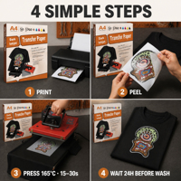 Papier transfert thermique A4 foncé pour t-shirts, personnalisable avec logo OEM, pour imprimante jet d'encre, autocollant thermocollant pour tissu, artisanat DIY, vente en gros