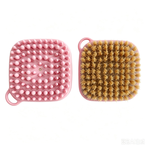 Cepillo de Baño para Mascotas de Doble Cara con Masaje de Silicona y Cerdas Naturales para Perros y Gatos, Herramienta de Aseo para Limpieza Profunda y Control de la Caída de Pelo - Product Image 2