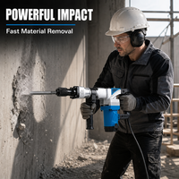 Marteau de démolition électrique professionnel, brise-béton rotatif, outil électrique avec poignée auxiliaire pour chantier de construction
