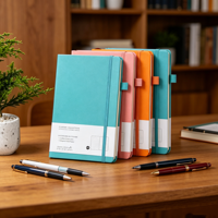 Carnet de notes A5 en cuir PU de marque, couverture rigide, reliure cousue, en cuir végétalien, journal quotidien pour étudiants et professionnels