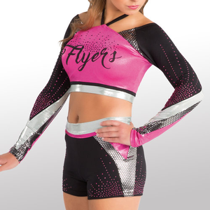 Uniforme de porristas de alta calidad Diseño de competición escolar Telas brillantes Cheer Uniformes Falda Jóvenes de escuela secundaria - Product Image 3